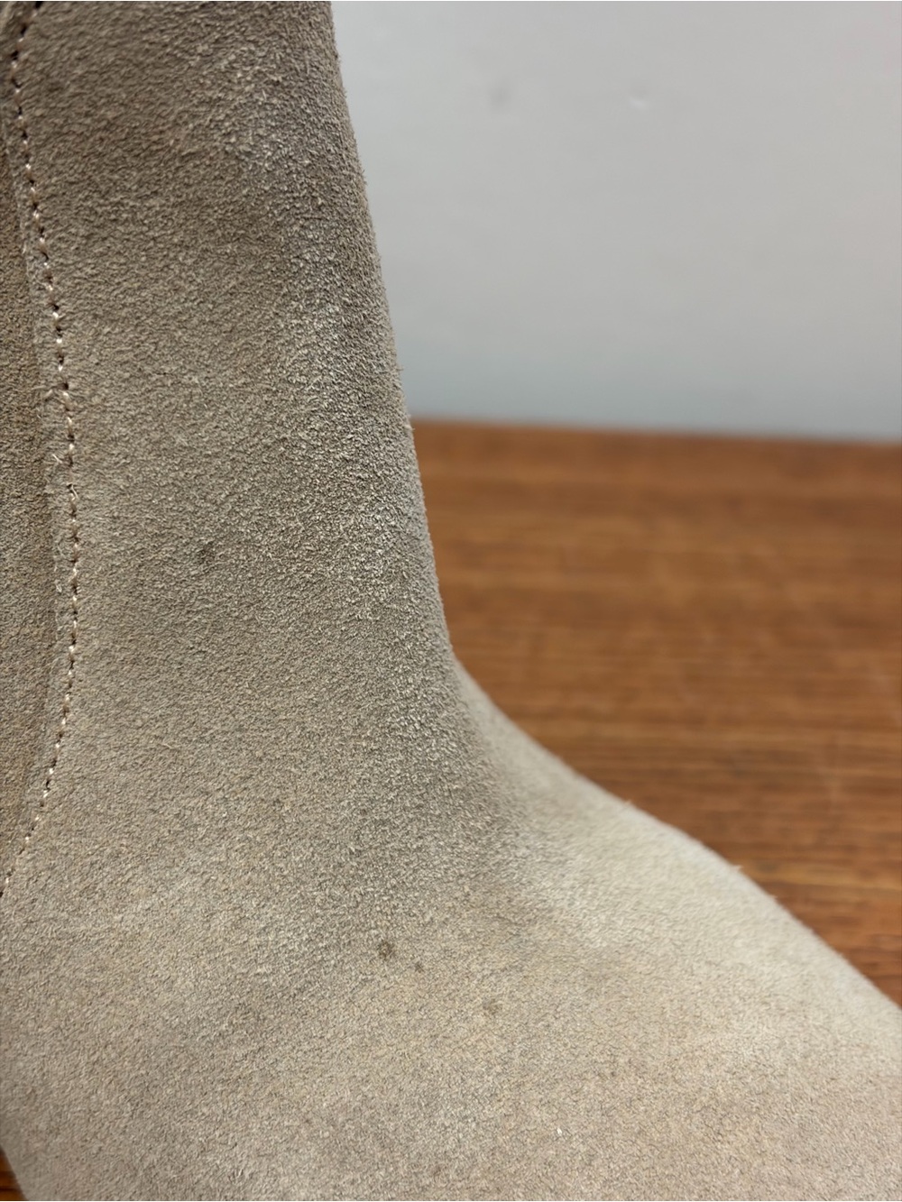 Kelly & Katie Vida Mid Calf Slouchy Leather Suede Heeled Boots Tan Round Toe 9 - Picture 14 of 16
